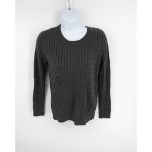 Karen Scott Womens Cable Crew Sweater Charcoal Heather X Small NWT $46.50